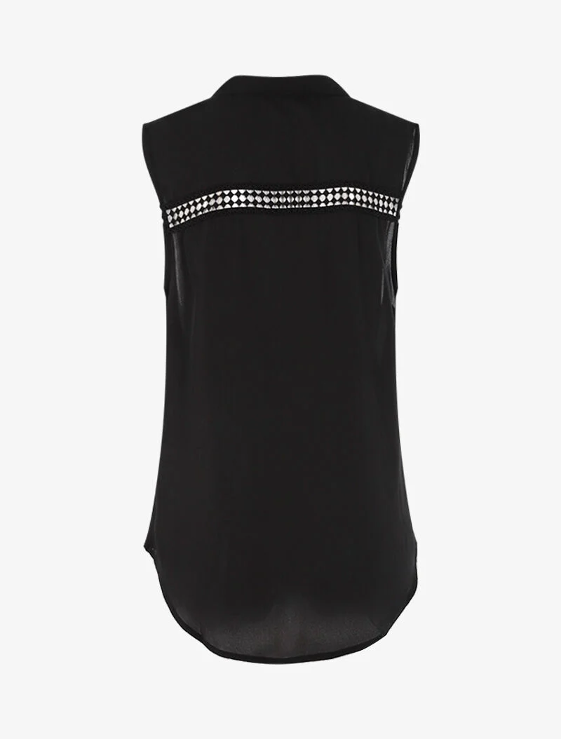 Top style chemise sans manches - noir