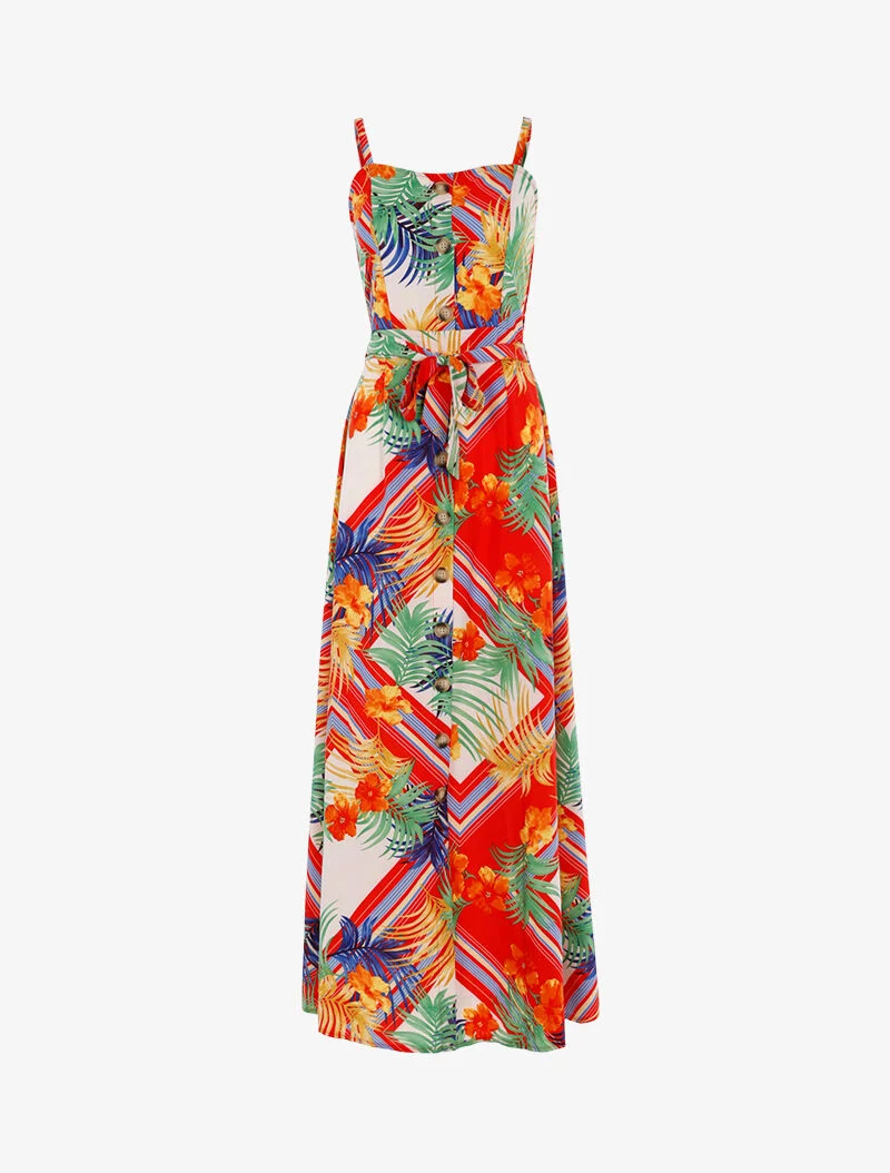 Robe à imprimé feuillages et fleurs - écru - ecru