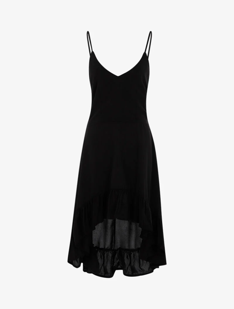 Robe asymétrique volantée - noir