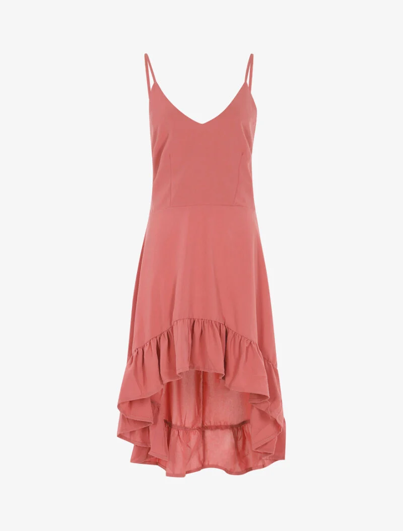 Robe asymétrique volantée - rose