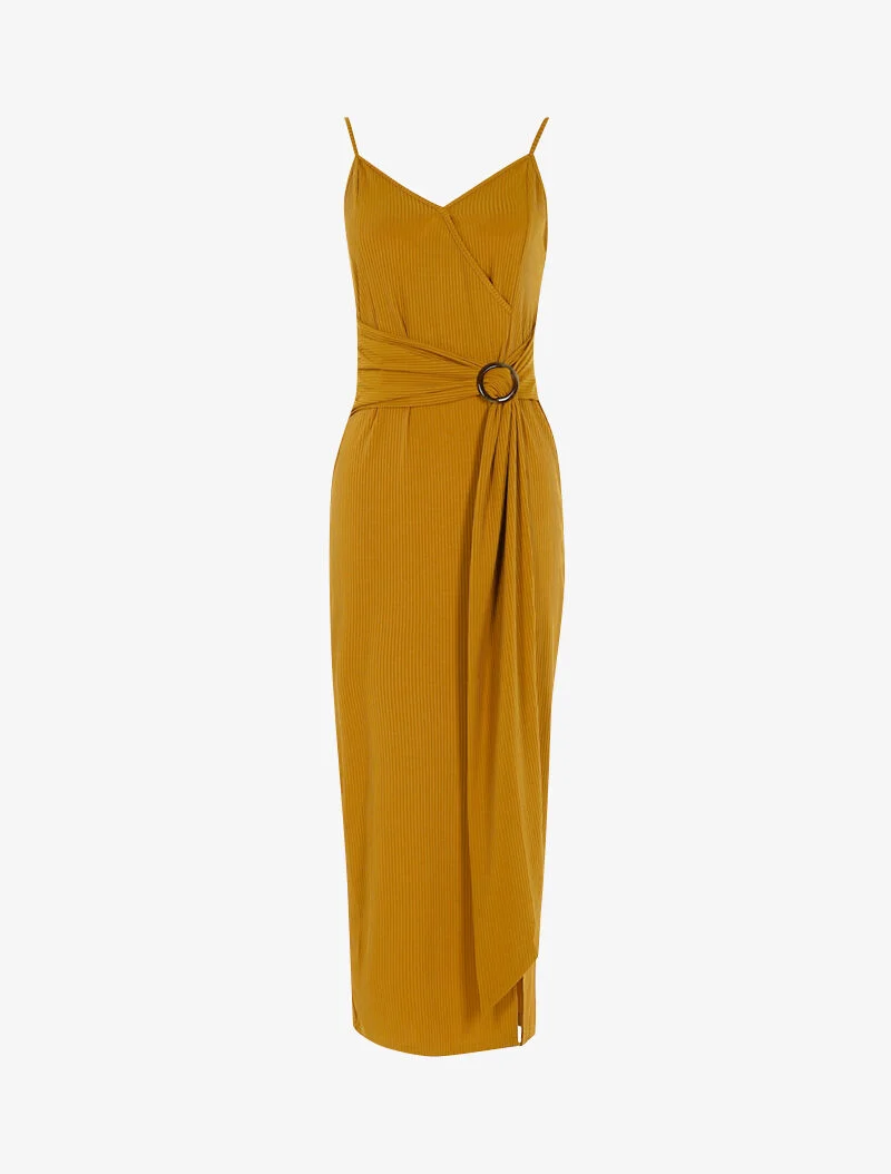 Robe à rayures en relief - jaune