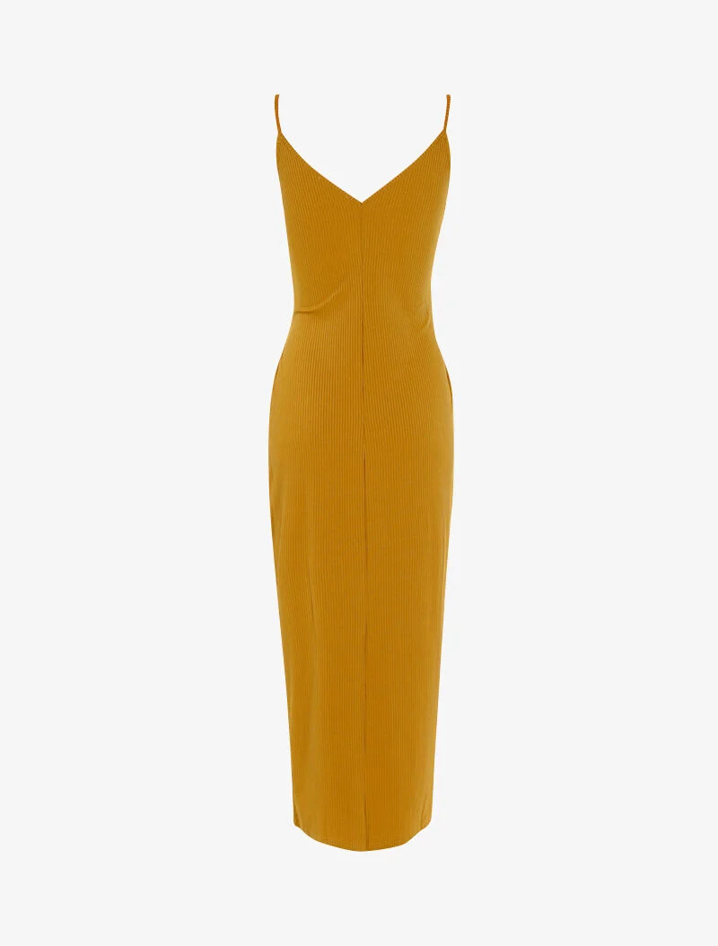 Robe à rayures en relief - jaune