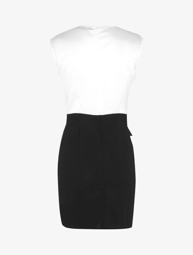 Robe bi matière à boutons décoratifs - noir/blanc