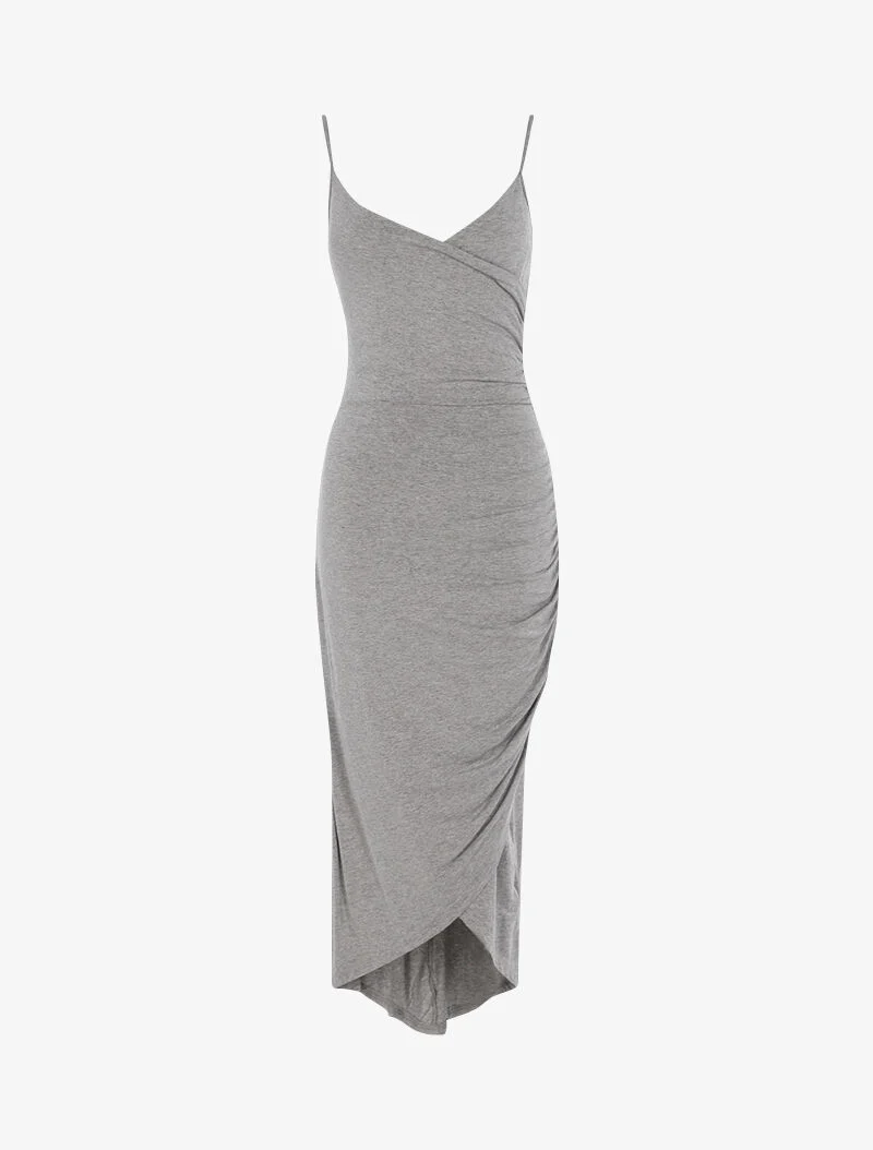 Robe fluide à bord asymétrique - gris clair