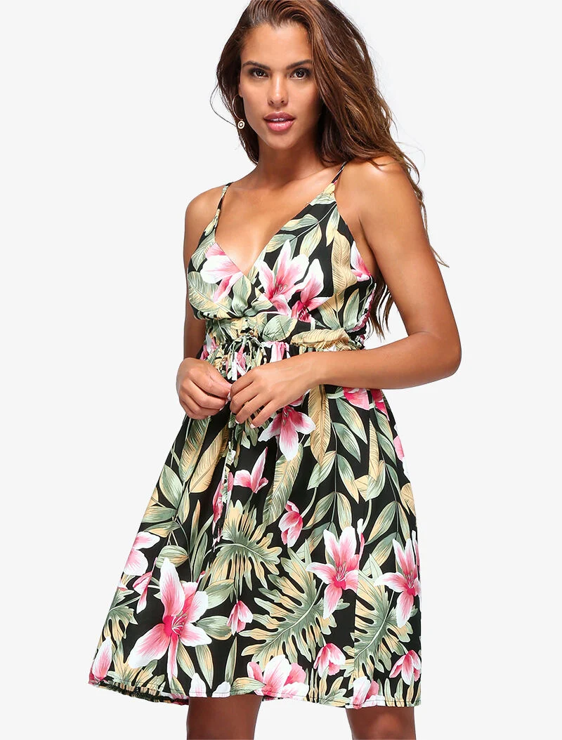 Robe légère à imprimé floral - noir