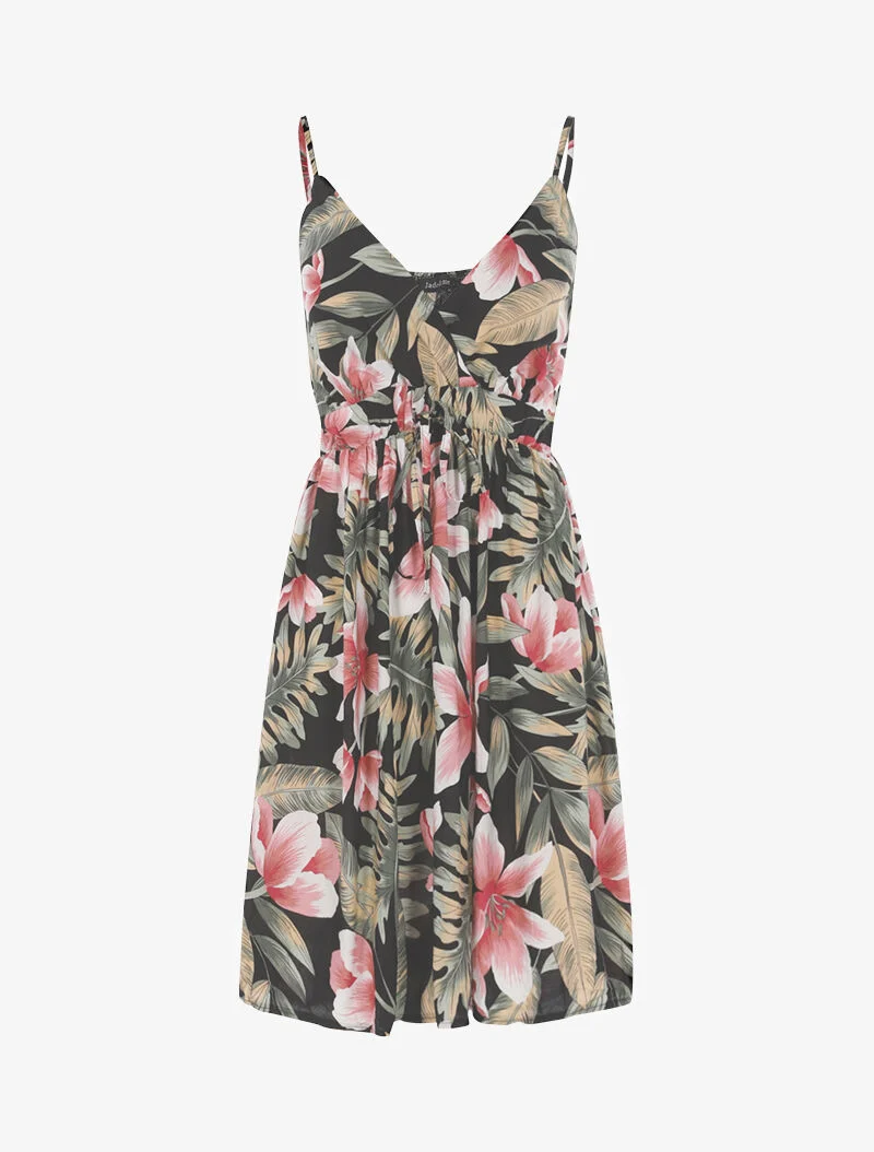 Robe légère à imprimé floral - noir