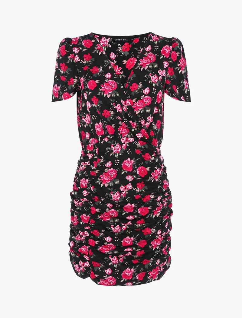 Robe moulante à imprimé floral - noir