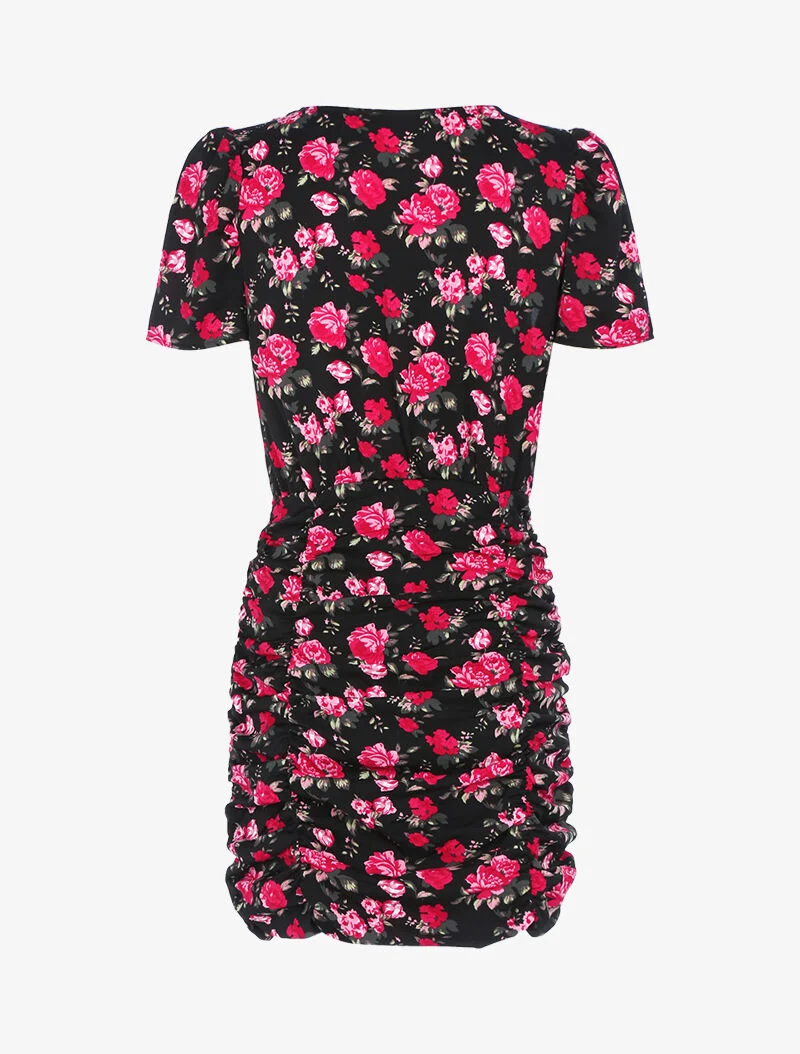 Robe moulante à imprimé floral - noir