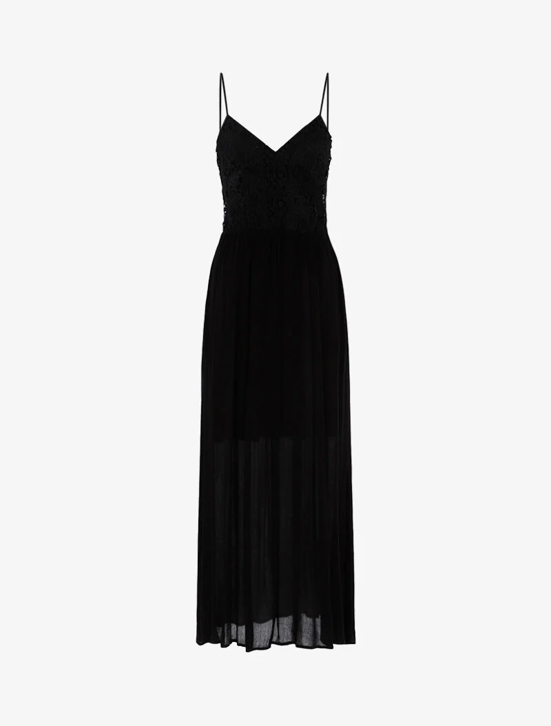 Robe longue à buste en crochet - noir