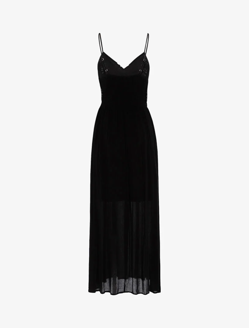 Robe longue à buste en crochet - noir