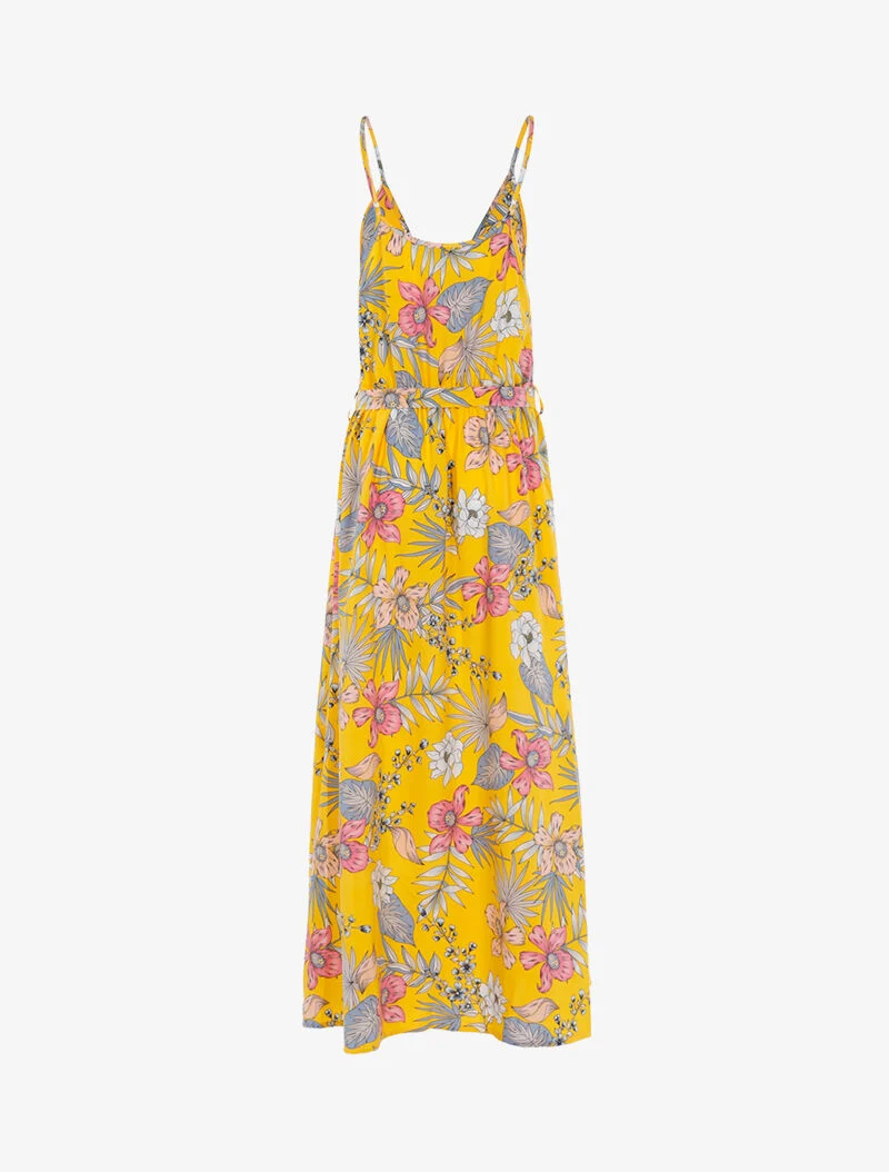 Robe fleurie à encolure cache-coeur - jaune