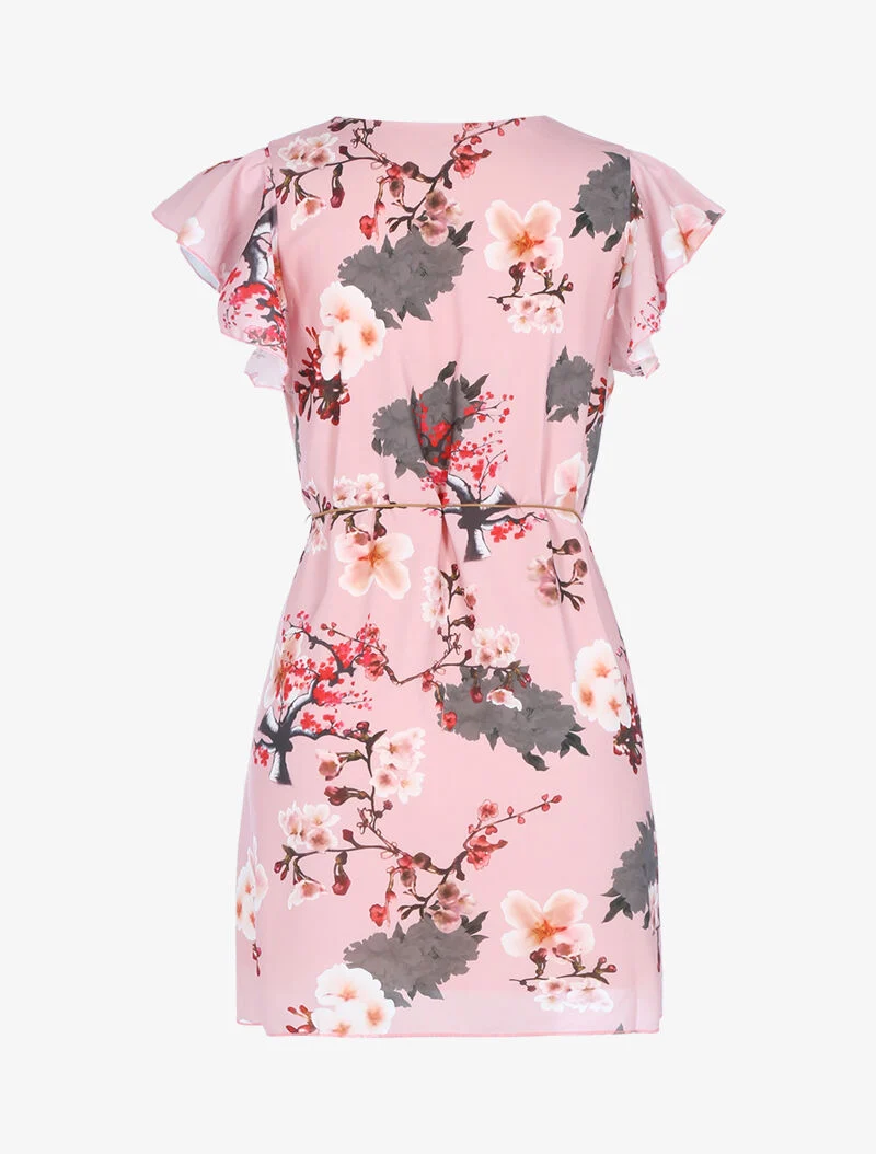 Robe trapèze à imprimé fleuri - rose