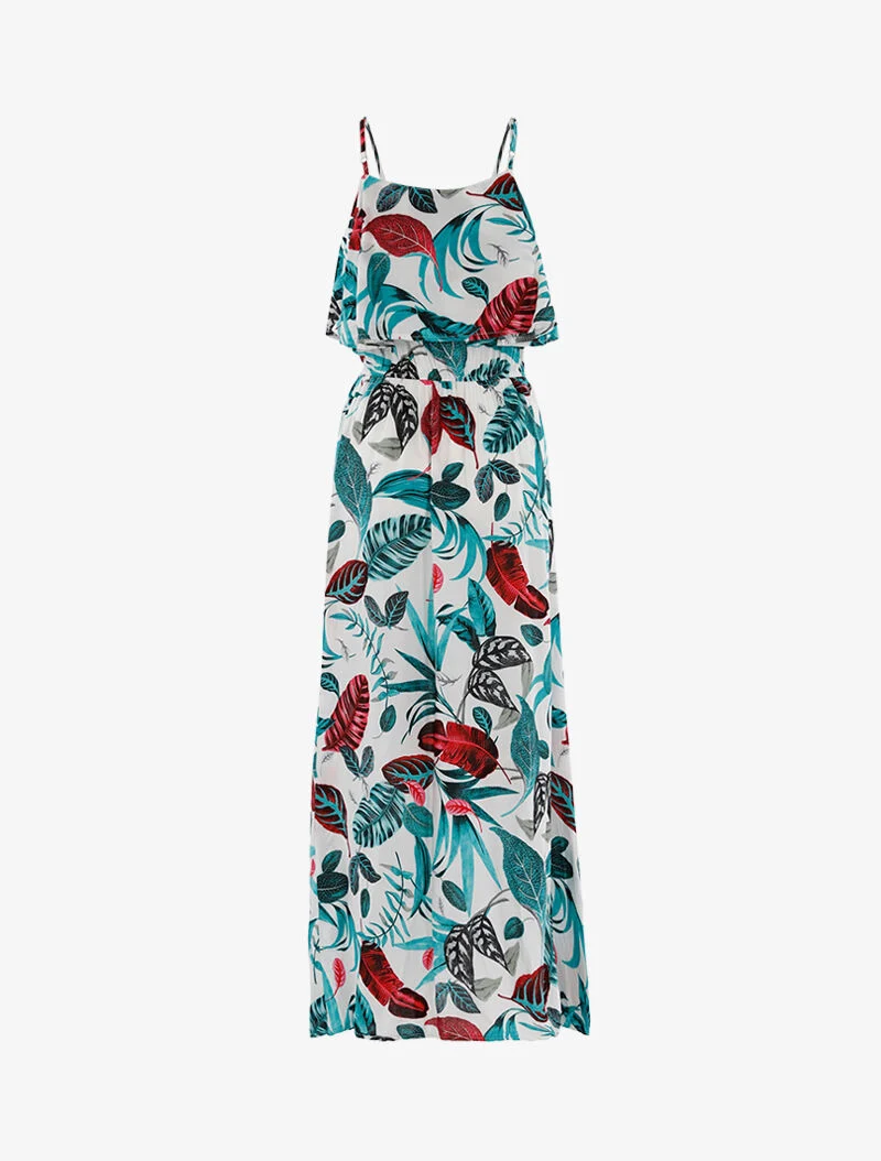 Robe à imprimé feuillages - blanc