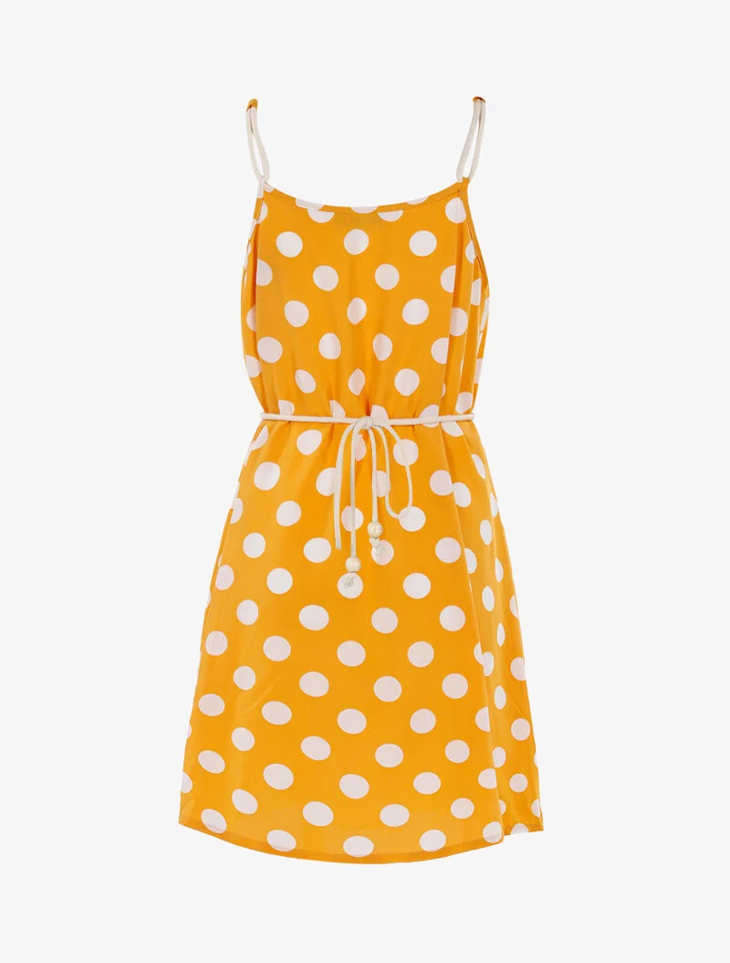 Robe trapèze à pois - jaune