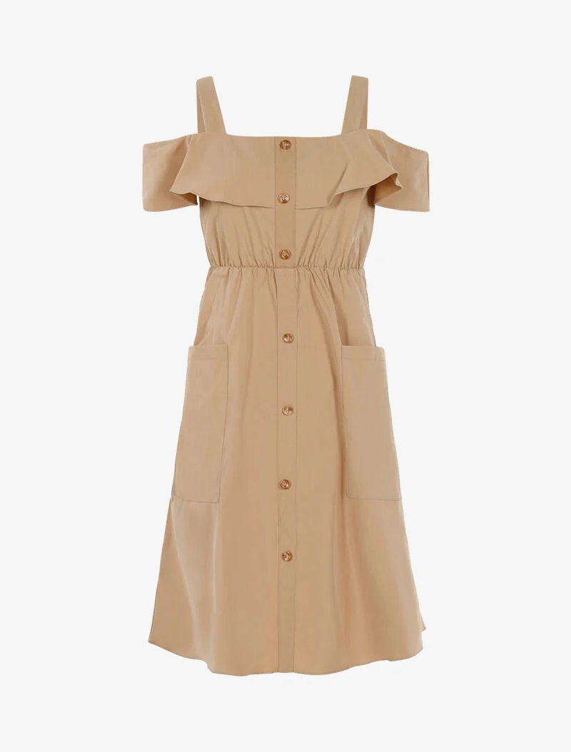 Robe à épaules nues - beige