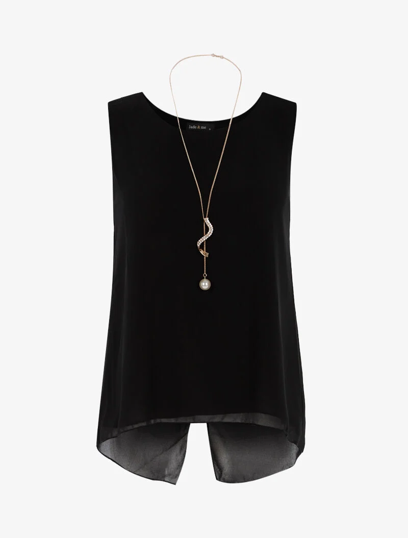 Top asymétrique en voile - noir