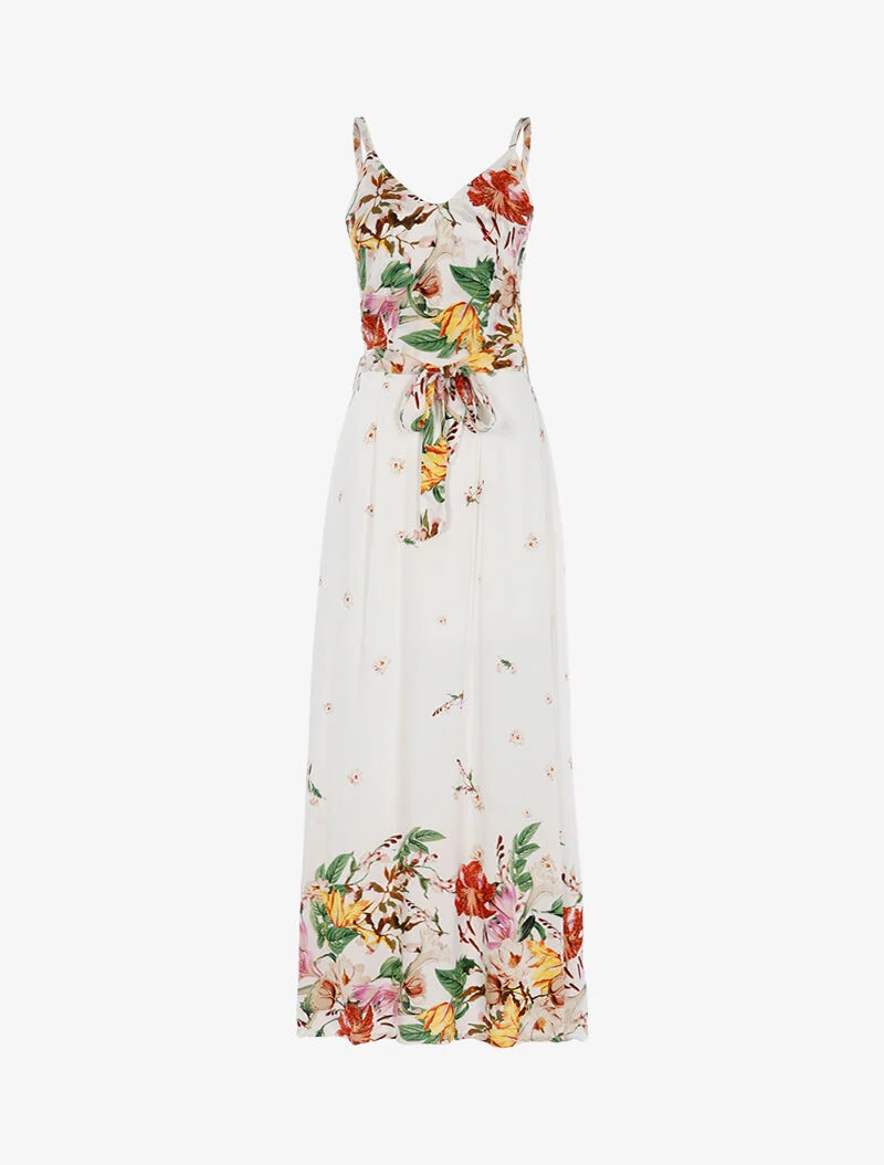Robe longue à imprimé floral - blanc