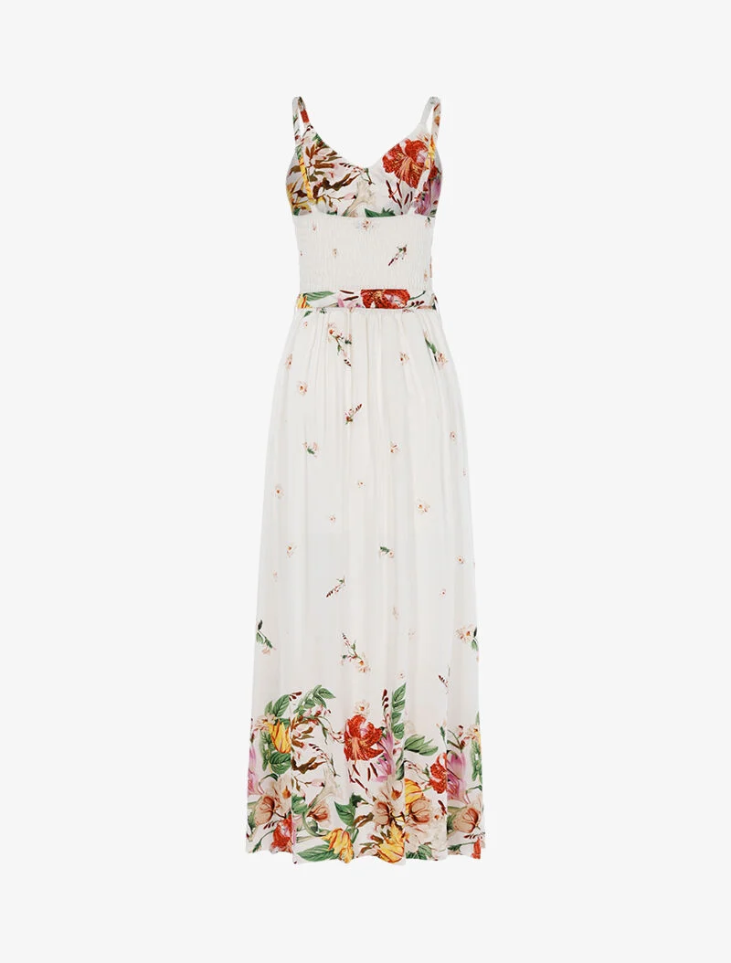 Robe longue à imprimé floral - blanc