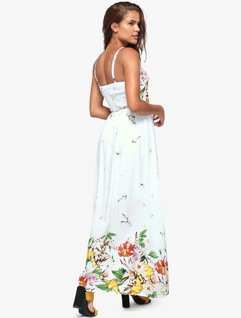 Robe longue à imprimé floral - blanc