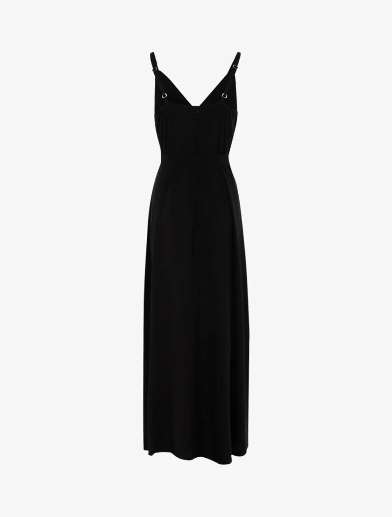 Robe longue à bord fendu volanté - noir