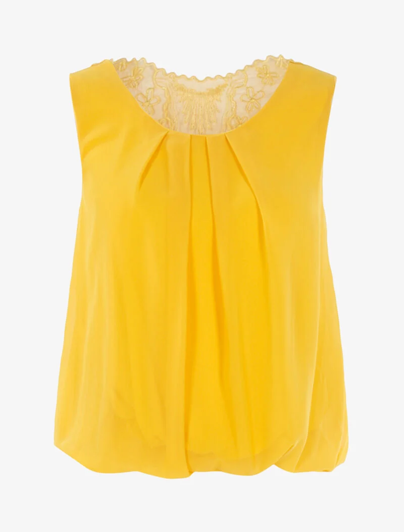 Top boule à dos en tulle - jaune