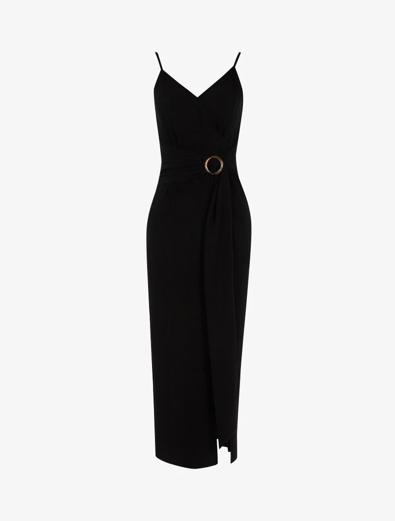 Robe à rayures en relief - noir