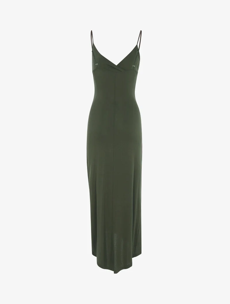 Robe fluide à bord asymétrique - kaki