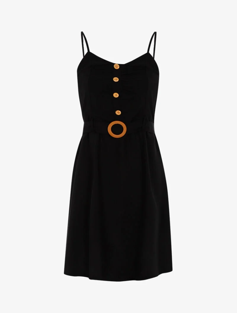 Robe à boutonnière et fronces - noir