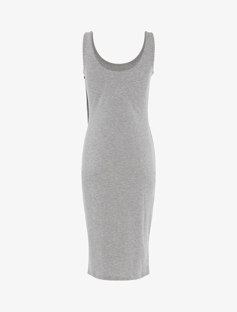 Robe côtelée à boutonnière en biais - gris clair