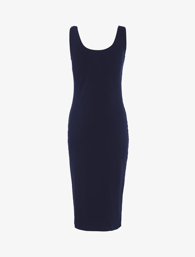 Robe côtelée à boutonnière - marine