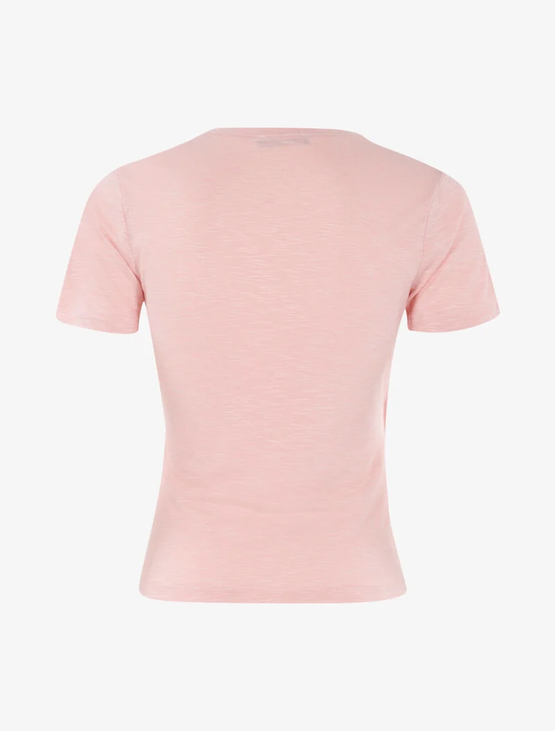Top chiné à épaules strassées - rose