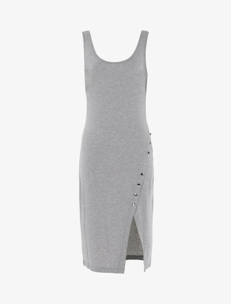 Robe basique à boutonnière - gris clair