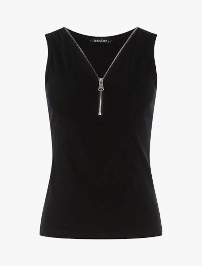 Top stretch à encolure zippée - noir