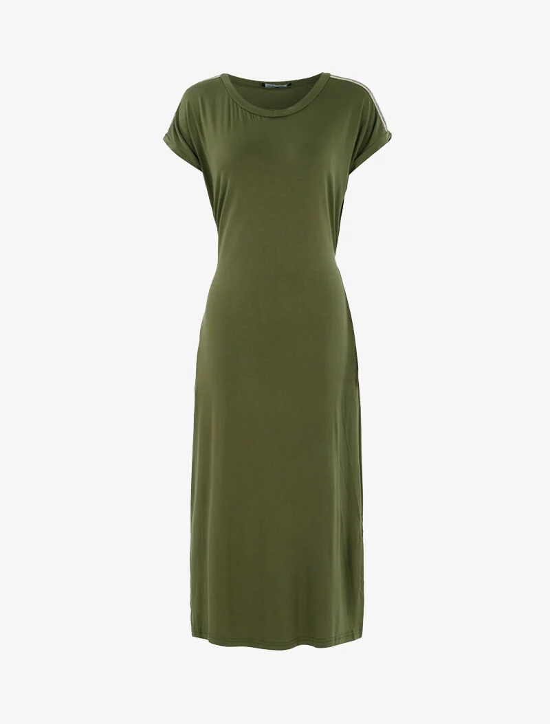 Robe t-shirt à bandes irisées - kaki
