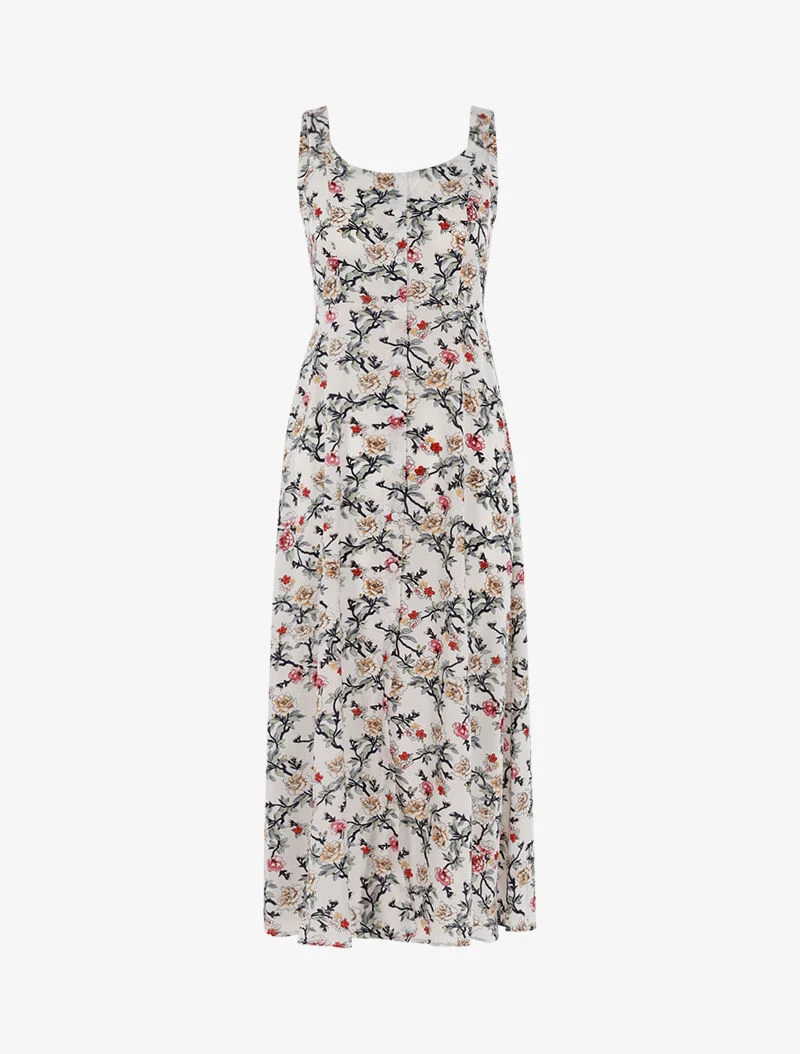Robe fleurie à dos ajouré - écru - ecru
