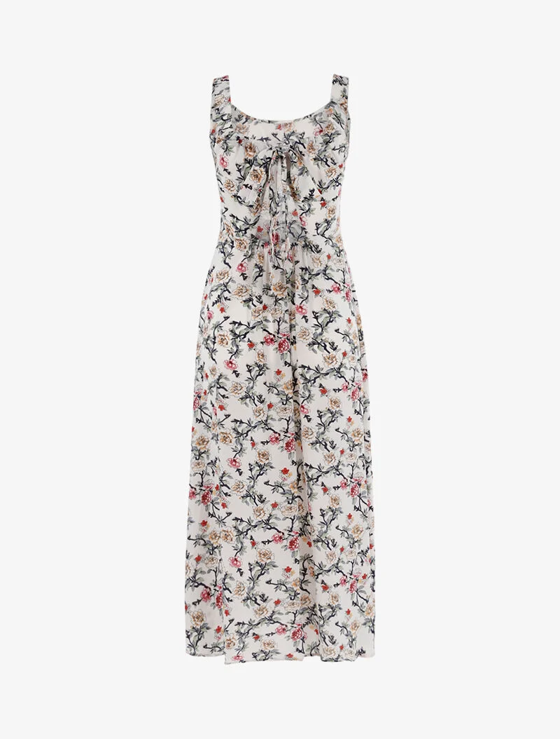 Robe fleurie à dos ajouré - écru - ecru