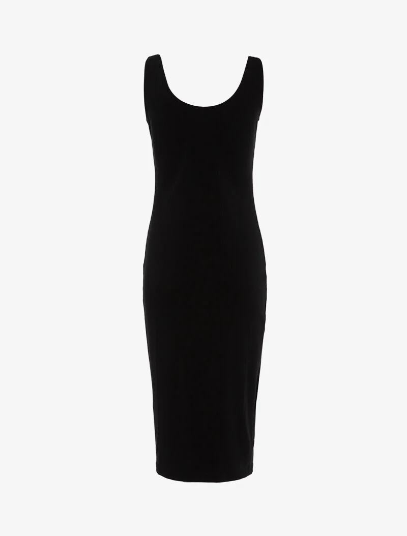 Robe côtelée à boutonnière - noir
