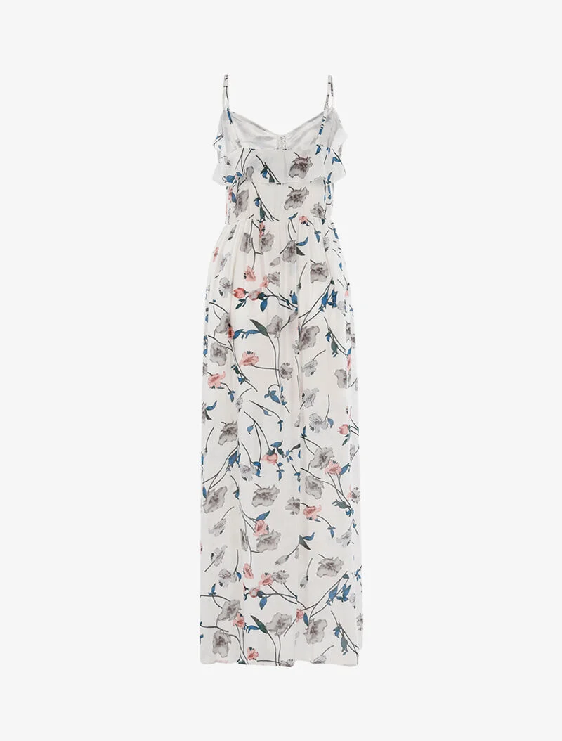 Robe longue à imprimé floral - ecru