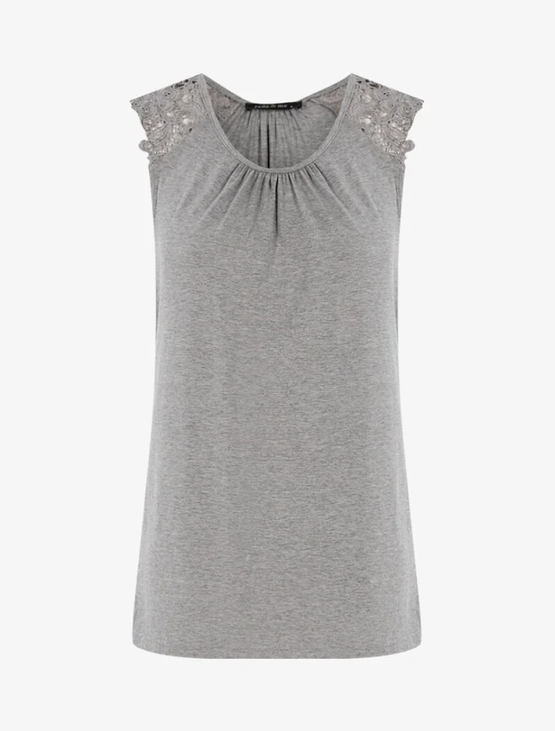 Top à épaules en crochet - gris clair