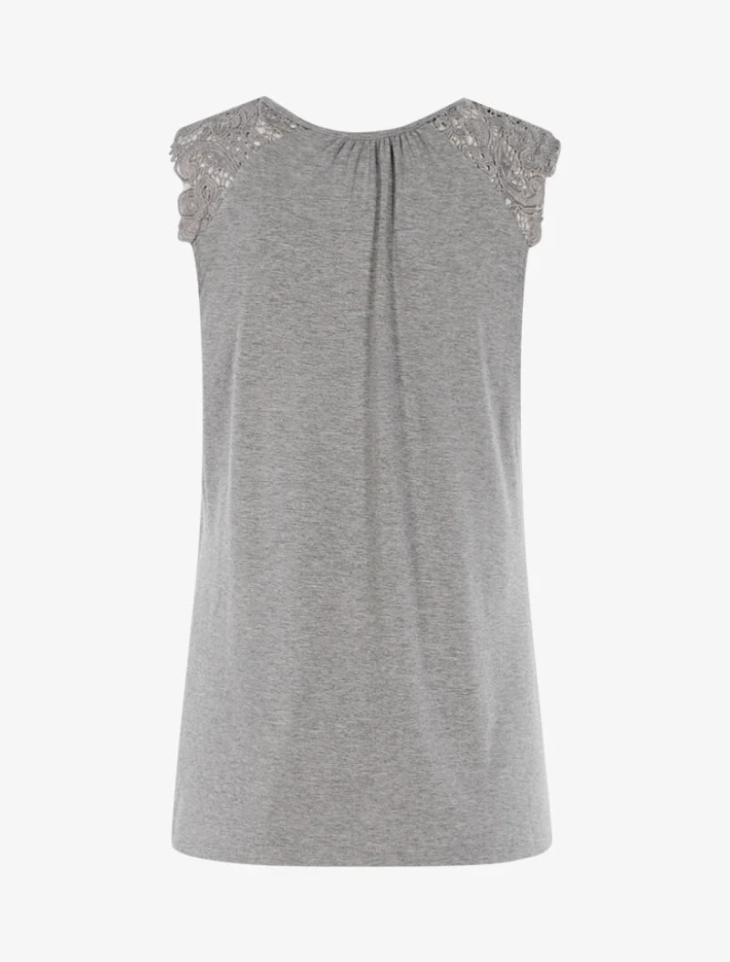 Top à épaules en crochet - gris clair