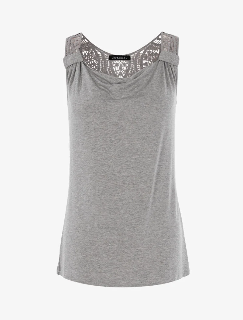 Top col bénitier à dos en crochet - gris clair