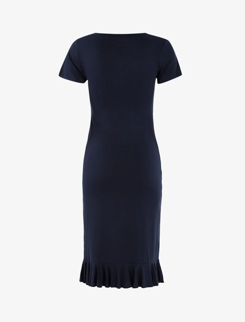 Robe à boutonnière et bord volanté - marine