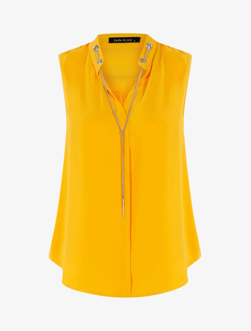 Top à col chaîne - jaune