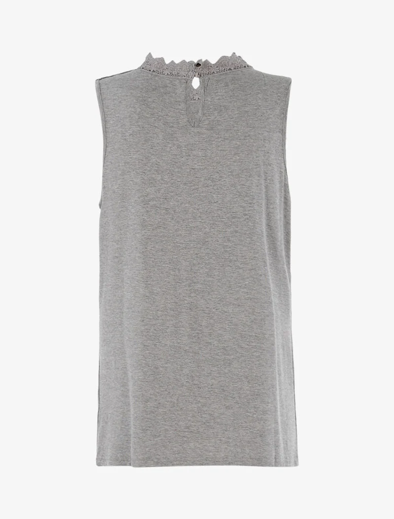 Top à décolleté en tulle et crochet - gris clair