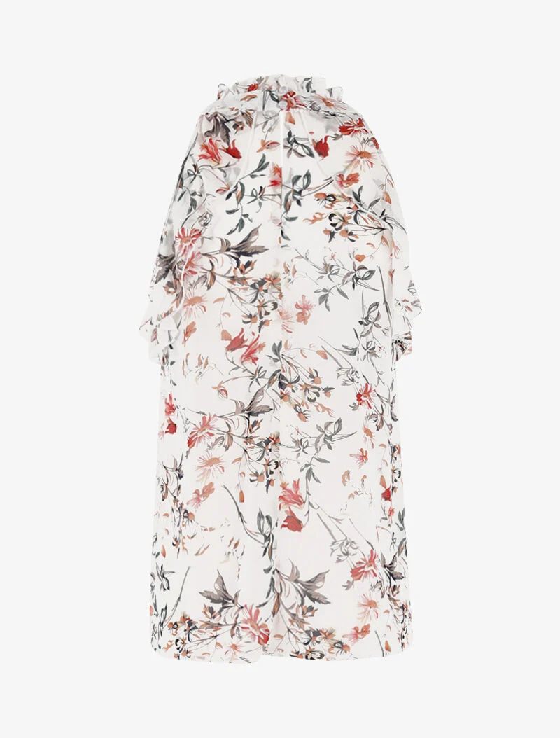 Top en voile à détails volantés - beige
