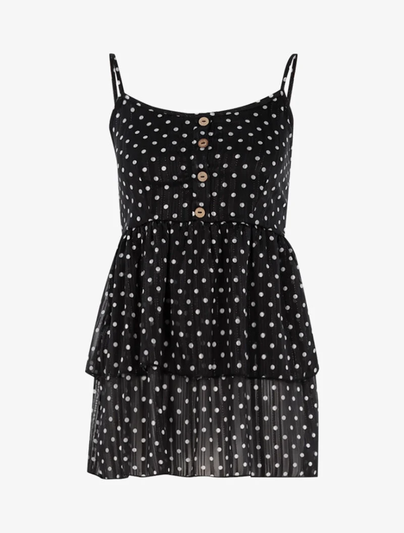 Top à rayures irisées et pois - noir/blanc