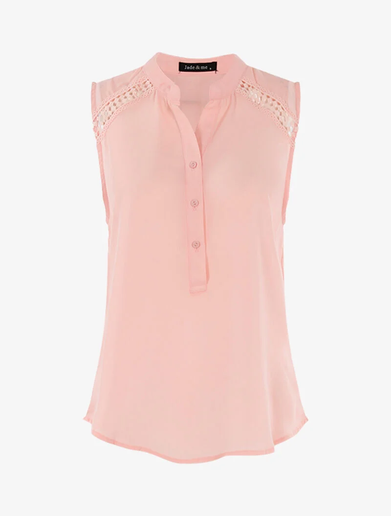 Top style chemise sans manches - rose