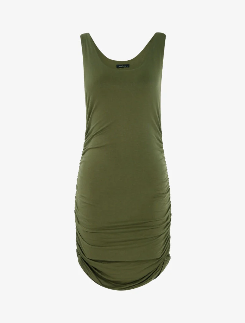 Robe moulante à côtés froncés - kaki