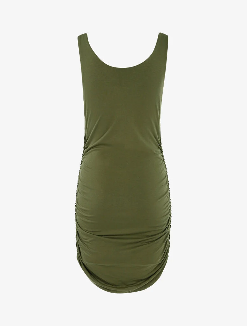 Robe moulante à côtés froncés - kaki
