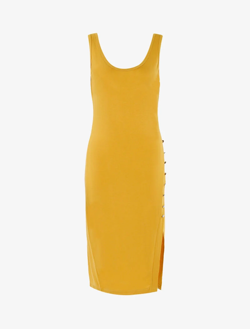 Robe basique à boutonnière - jaune
